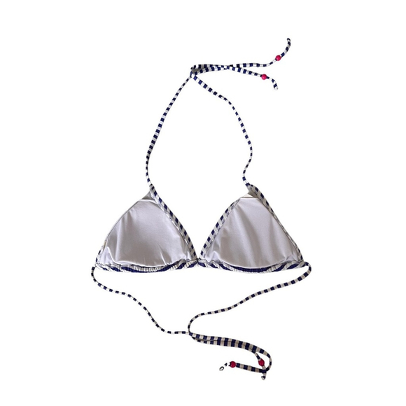 *SALE* Blue and White Striped Triangle Bikini Top - Picture 2 of 3